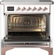 Ilve® Majestic III 36" White Pro Style Induction Range with Solid Door and Copper Trim-1
