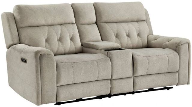 Homelegance® Celeste Taupe Double Power Reclining Loveseat with Center Console-0
