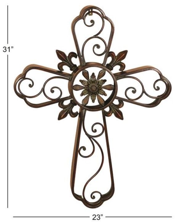 Deco Marche Brown Cross Scroll Wall Decor-1