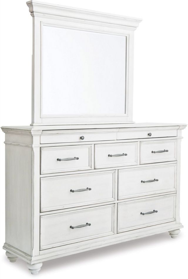 Benchcraft® Kanwyn Whitewash Dresser and Mirror