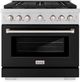 ZLINE Paramount Series 36" Stainless Steel Pro Style Gas Range with Black Matte Door-0