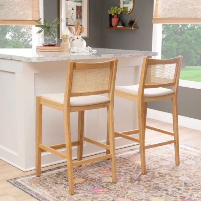 Powell® Beaux 2-Piece Natural Cane Barstool-1