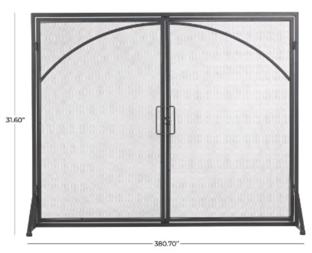 Deco Marche Black Metal Single Panel Fireplace Screen-3