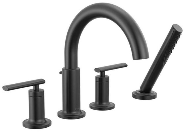 Delta Altado™ Roman Matte Black Tub Trim with Hand Shower-0