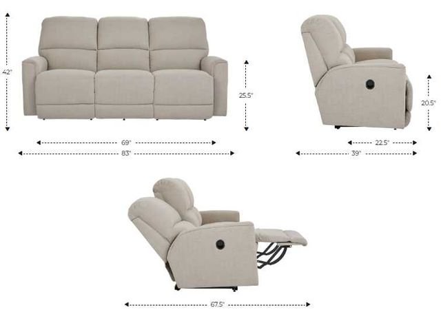 La-Z-Boy® Cade Oyster Leather Manual Reclining Sofa-2