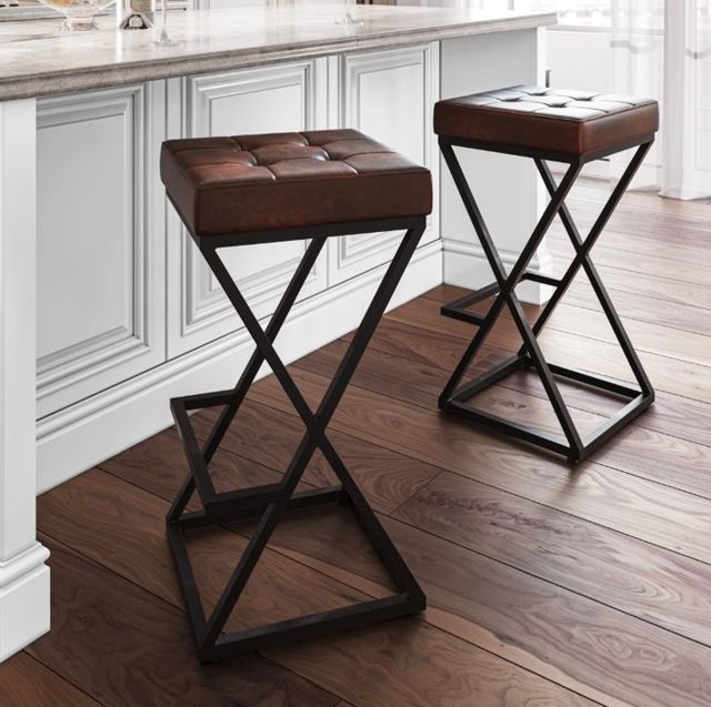 Jofran Inc. Global Archive Brooks Black/Dark Sienna Leather Counter Stool-1