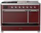 Ilve® Majestic III 48" Burgundy Pro Style Dual Fuel Natural Gas Range with French Top and Chrome Trim-2