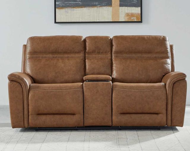 Liberty Furniture Cooper Camel Leather Triple Zero Gravity Power Reclining Loveseat with Console-2