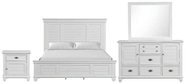 New Classic® Home Furnishings Jamestown 4-Piece White King Panel Bedroom Set-0