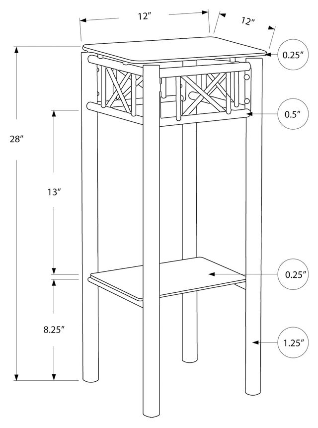 Monarch Specialties Inc. Glass Top Accent Table with Black Metal Base-3