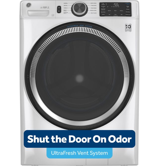 GE® 5 Cu. Ft. White Front Load Washer with SmartDispense™ UltraFresh Vent System with OdorBlock™ and Steam-2