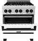 ZLINE Autograph Edition Legacy 30" Satin Stainless Steel Pro Style Dual Fuel Range with White Matte Door and Matte Black Accents-2