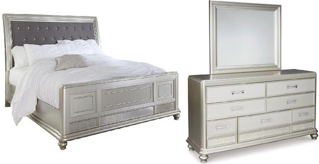Signature Design by Ashley® Coralayne 3-Piece Silver California King Sleigh Bed Set-0