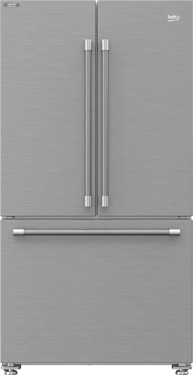 Beko 36 in. 20.5 Cu. Ft. Fingerprint-Free Stainless Steel Counter Depth French Door Refrigerator