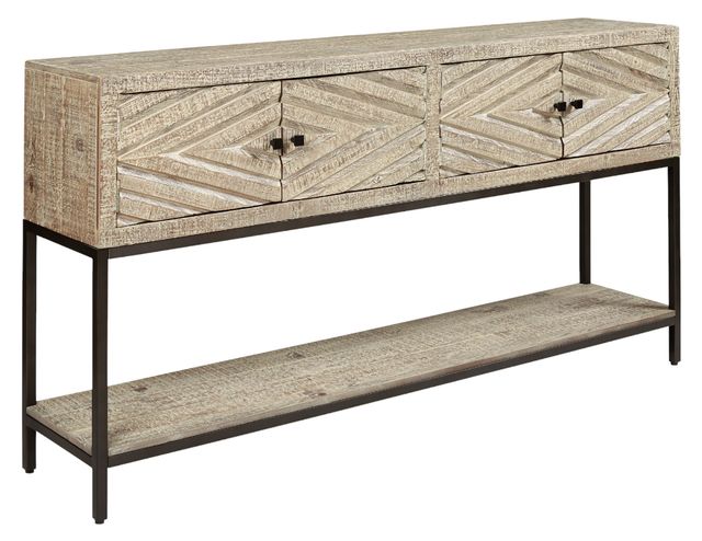 Signature Design by Ashley® Roanley Distressed White Sofa Table-0