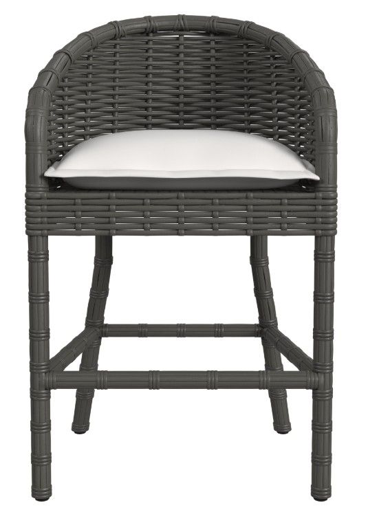 Sunset West Cabo Kahlua Resin Wicker Outdoor Bar Stool with Soothe Pearl Cushion-1