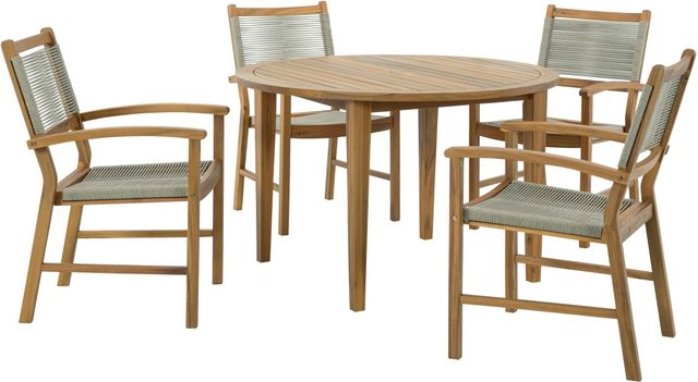 Signature Design by Ashley® Janiyah 5-Piece Light Brown Outdoor Dining Set-0
