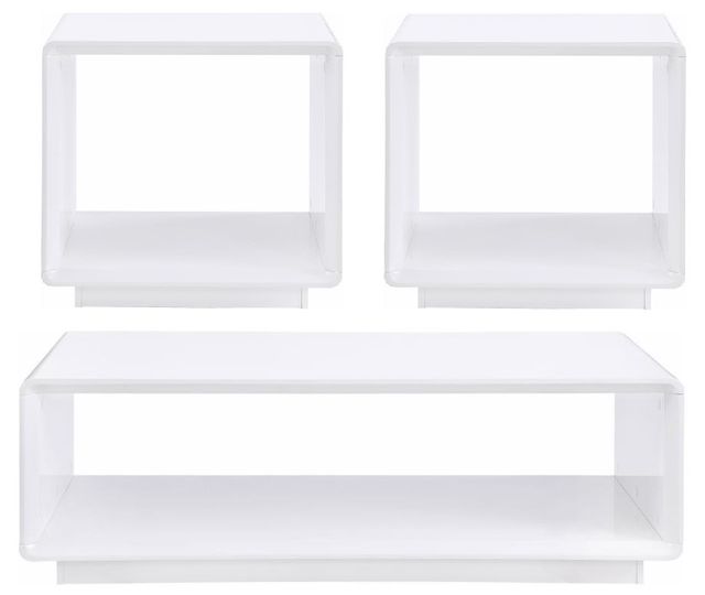 Coaster® Paseo 3-Piece White High Gloss Occasional Table Set-0