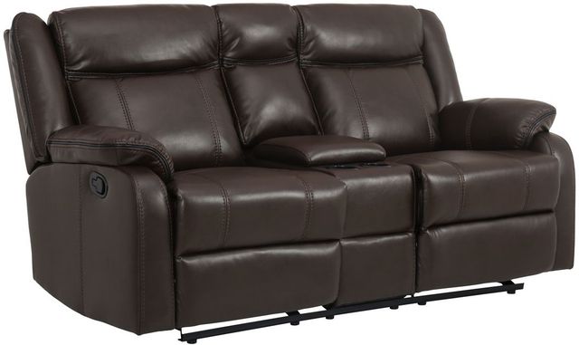 Homelegance® Jude Brown Double Reclining Glider Loveseat with Center Console-0