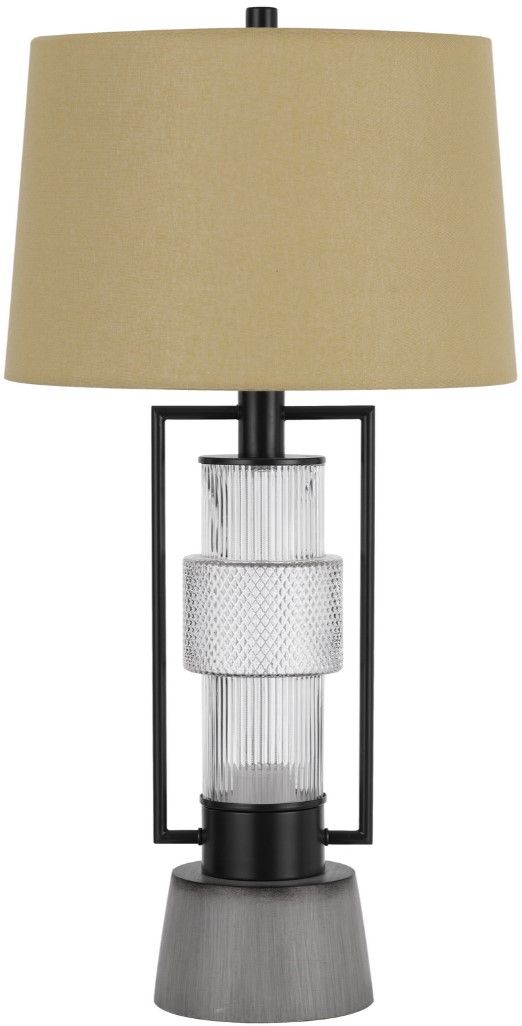 Cal® Lighting & Accessories Vallda Cement/Concrete/Matte Black Table Lamp-0