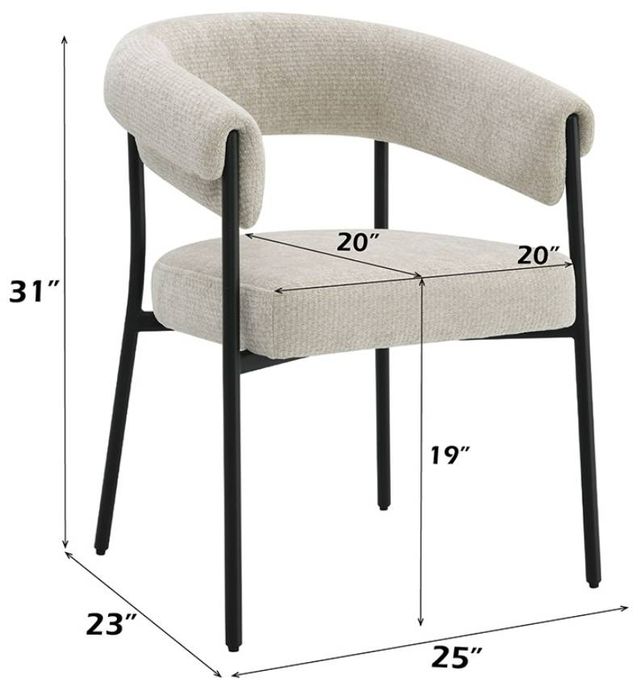 ACME Furniture Jirina 2-Piece Beige/Black Upholstered Dining Arm Chair Set-2