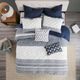 Olliix by INK+IVY Navy Riko Cotton Embroidered Square Pillow-4
