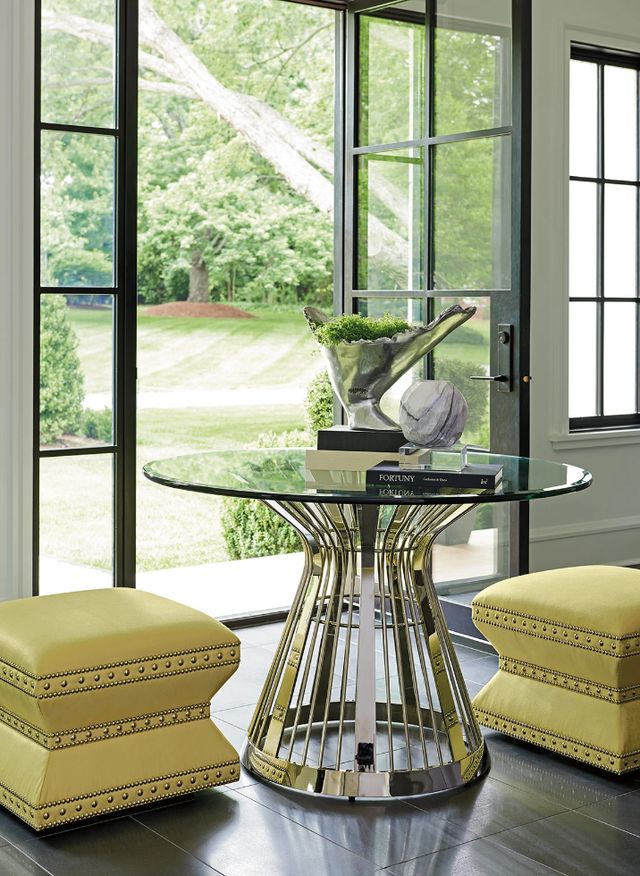 Lexington Home Ariana Riviera 72" Clear Top Dining Table with Stainless Steel Base-1
