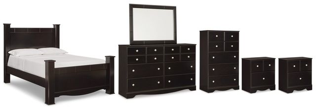Signature Design by Ashley® Mirlotown 6-Piece Almost Black Queen Poster Bed Set-0