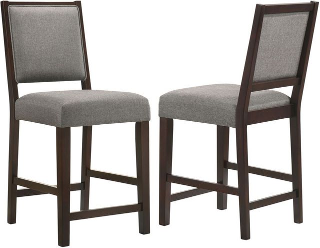 Coaster® Bedford 2-Piece Grey/Espresso Upholstered Counter Stools