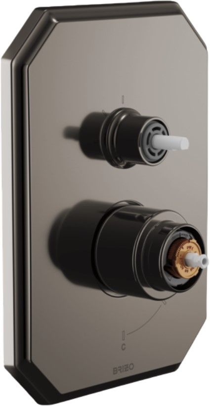 Brizo Beauclere® Brilliance® Black Onyx Pressure Balance Valve with Integrated 3-Function Diverter Trim - Less Handles-0