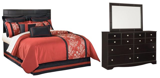Signature Design by Ashley® Shay 3-Piece Almost Black Queen/Full Panel Headboard Bed Set-0