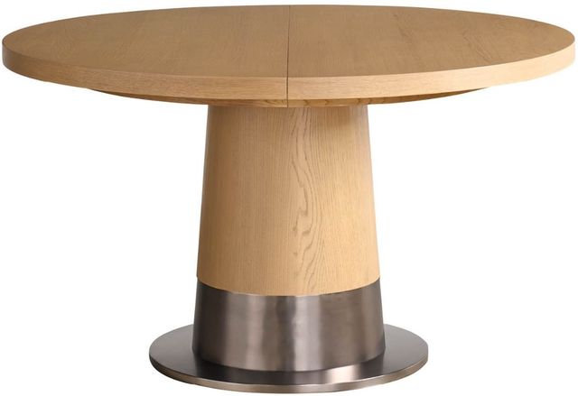 Universal Explore Home™ New Modern Solara Natural Oak Dining Table with Aged Satin Pewter Base-0