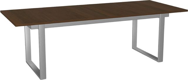 Amisco Customizable Burton 120" Rectangular Extendable Table with 1" Walnut Veneer Top and 1 Leaf-0
