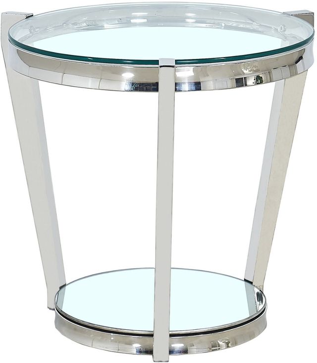 Mazin Furniture Paola Glass Top End Table with Polished Chrome Base -0