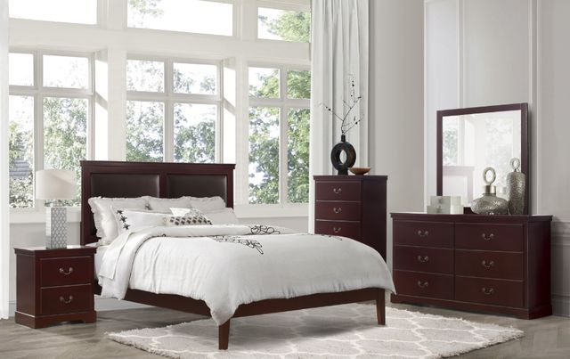 Homelegance® Seabright Cherry California King Upholstered Panel Bed-1