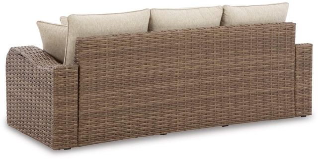 Signature Design by Ashley® Sandy Bloom Beige Outdoor Sofa with Cushion-3