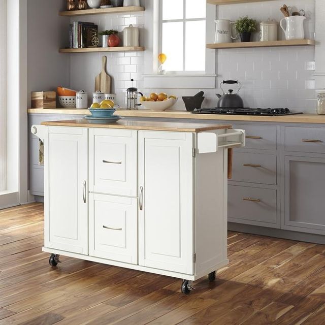 homestyles® Dolly Madison Natural Maple/White Kitchen Cart-2