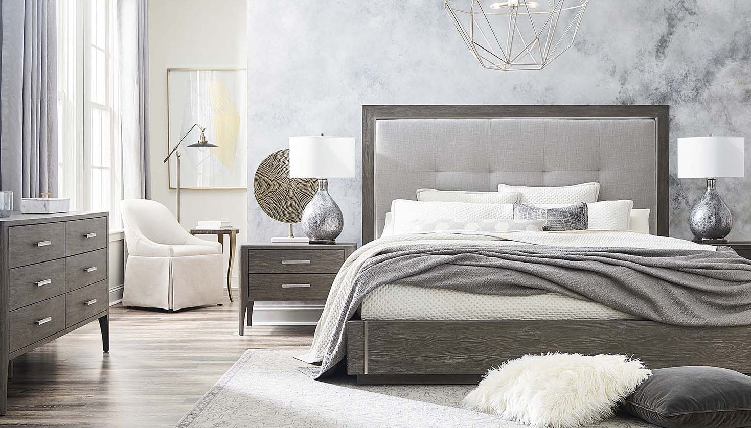 Bassett Furniture Modern Astor Normandy Grey Queen Upholstered Bed Logan UT