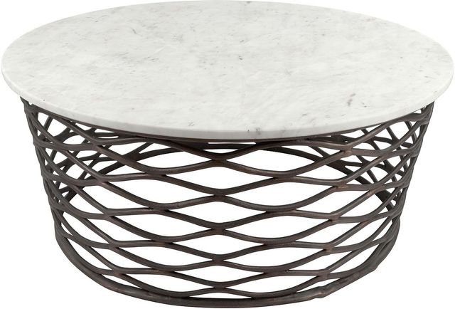 Zuo® Modern Queen White Coffee Table with Antique Bronze Base-1