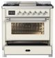 Ilve® Majestic III 36" Antique White Pro Style Dual Fuel Liquid Propane Range with Triple Glass Door and Chrome Trim-3
