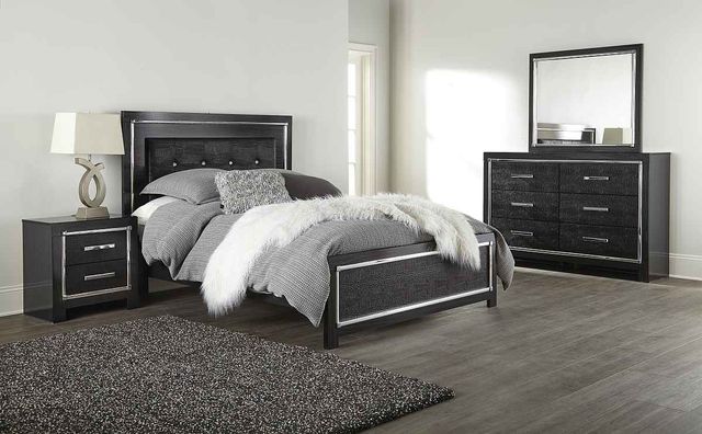 Signature Design by Ashley® Kaydell 2-Piece Black Queen/Full Upholstered Panel Headboard Set-3