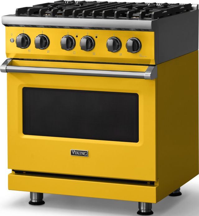 Viking® 5 Series 30" Daffodil Pro Style Dual Fuel (NG) Range with Polished Chrome Trim-3