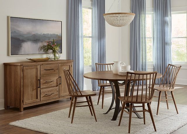 Artisan & Post by Vaughan-Bassett Dovetail Natural 48" Round Dining Table with Black Base-1
