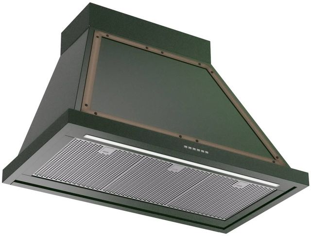 Ilve® Nostalgie II Noblesse 36" Emerald Green Wall Mounted Range Hood with Burnished Trim-1