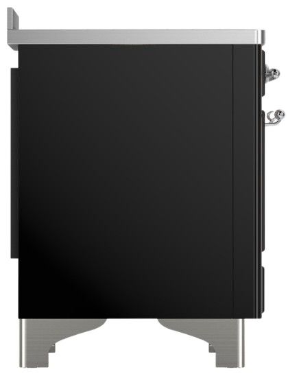 Ilve® Majestic III 48" Glossy Black Pro Style Induction Range with Solid Door and Chrome Trim-3