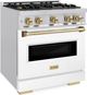 ZLINE Classic Autograph Edition 30" Stainless Steel Pro Style Dual Fuel Range with White Matte Door and Champagne Bronze Accents-2