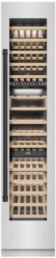 ZLINE Autograph Edition 18 in. 9 Cu. Ft. Triple Zone 68 Bottle Right Hinge Column Wine Cooler in Satin Stainless Steel with Matte Black Accents-0