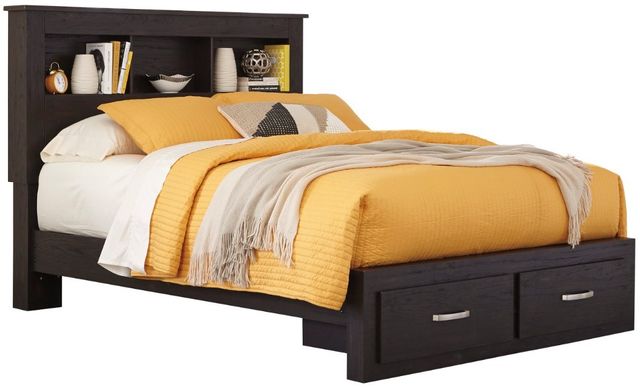 Signature Design by Ashley® Reylow 5-Piece Dark Brown Queen Bookcase Bed with Storage Set-1