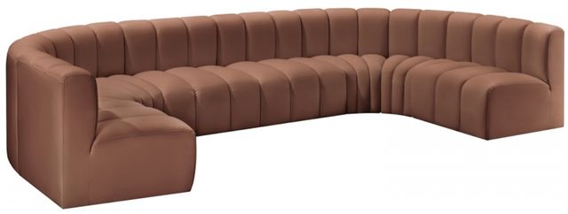 Meridian Furniture Arc 8-Piece Cognac Vegan Leather Modular Sectional-0