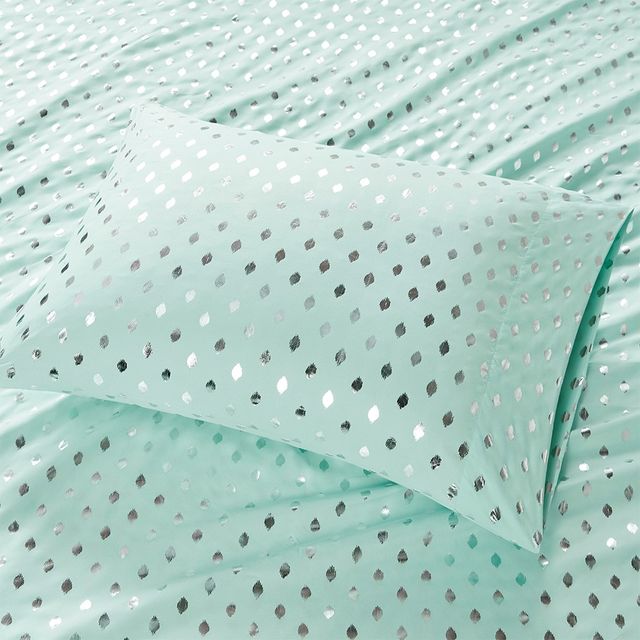 Olliix by Intelligent Design Aqua/Silver Full Metallic Dot Printed Sheet Set-1